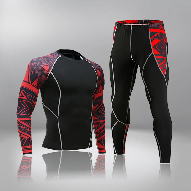Sportowy komplet męski dopasowany - koszulka i legginsy