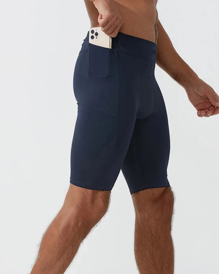 Sportowe legginsy męskie krótkie z kieszeniami