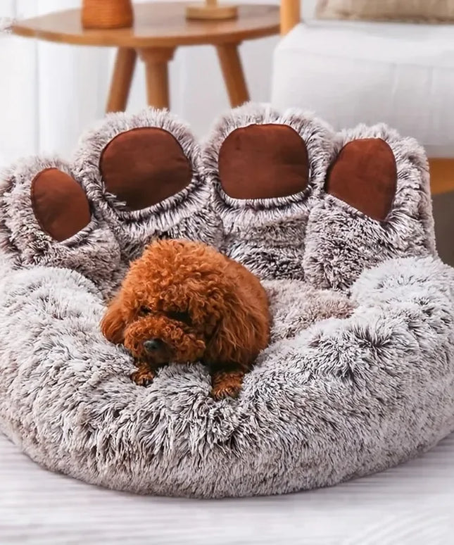 Pluszowe legowisko dla psa i kota w kształcie łapy – miękkie, przytulne posłanie