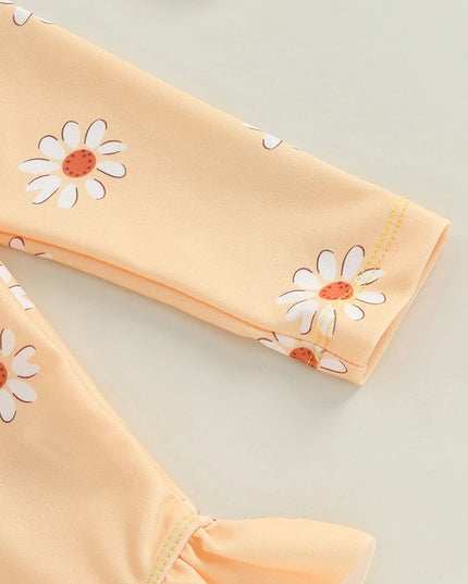 Jednoczęściowy strój kąpielowy dla niemowląt z długim rękawem i kapeluszem