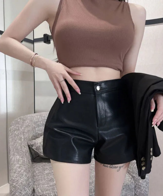 Damskie szorty woskowane z wysokim stanem