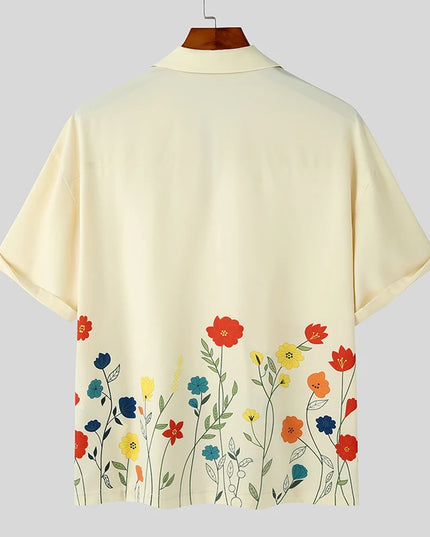 Męska koszula z krótkim rękawem ozdobiona motywem kwiatów