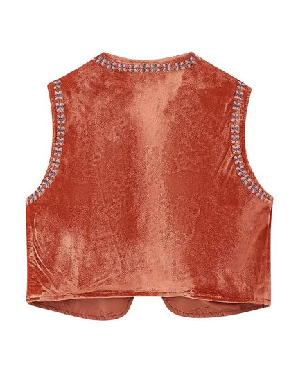 Kamizelka damska z haftowanymi wzorami