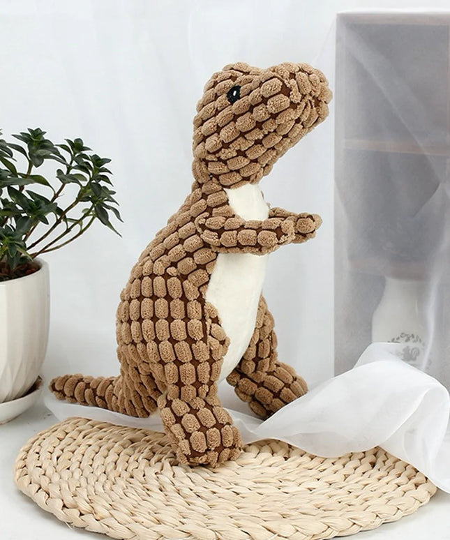 Pluszowa zabawka dinozaur dla psa – miękka maskotka z dźwiękiem do żucia i zabawy