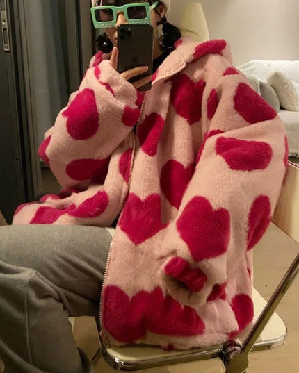 Damska bluza polarowa w serca