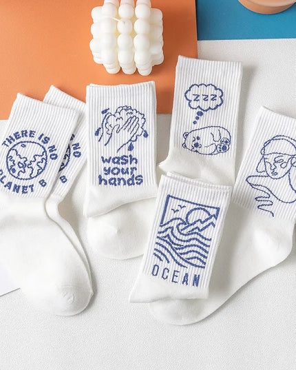 Skarpetki męskie długie w niebieskie wzorki