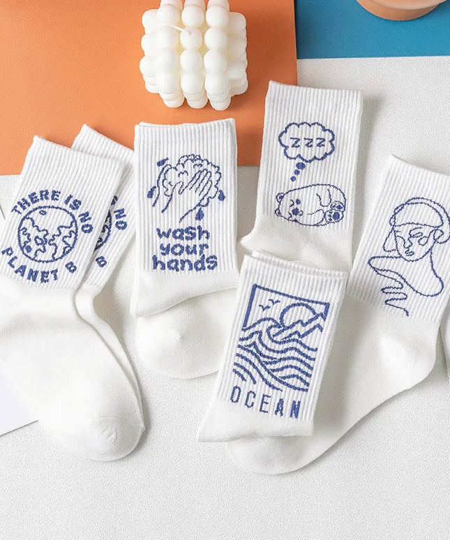 Skarpetki męskie długie w niebieskie wzorki