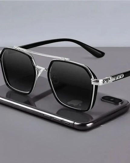 Męskie okulary przeciwsłoneczne z podwójnym mostkiem