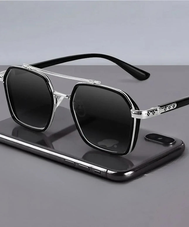 Męskie okulary przeciwsłoneczne z podwójnym mostkiem