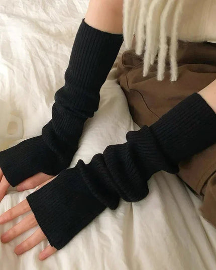 Długie rękawiczki damskie bez palców