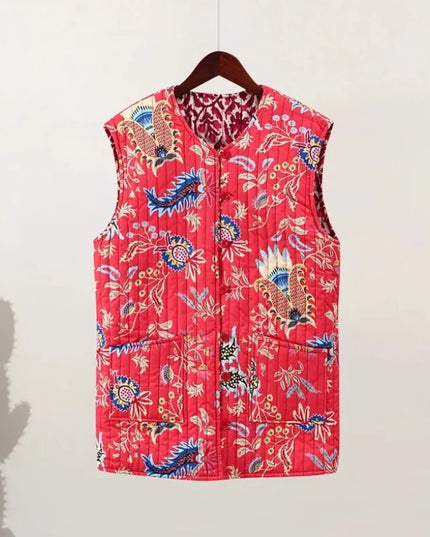 Kamizelka damska dwustronna w kolorowe wzory