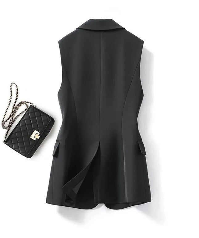 Kamizelka damska garniturowa o dłuższym kroju