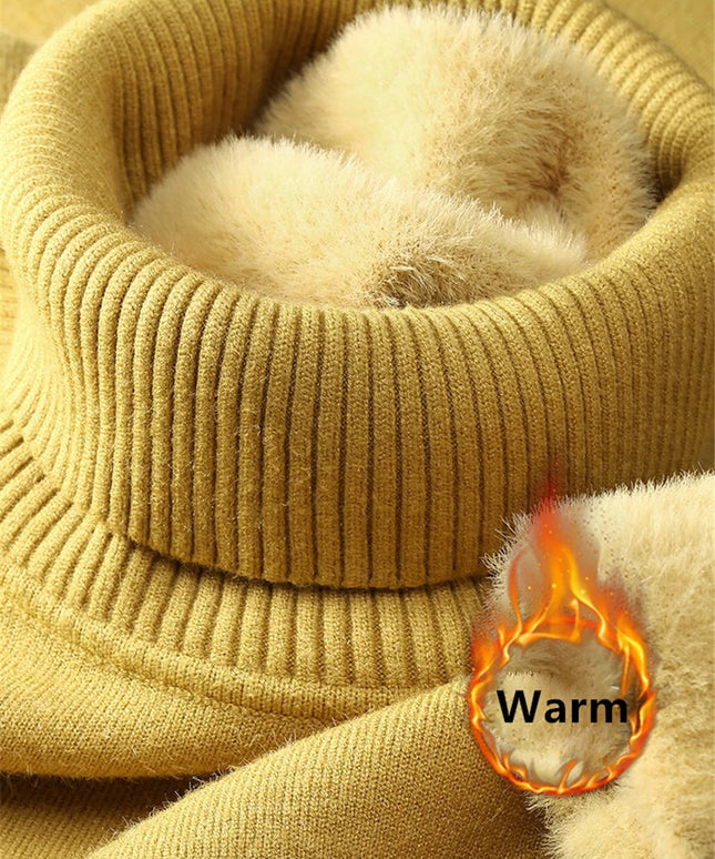 Damski sweter dziergany z golfem – ciepły na zimę