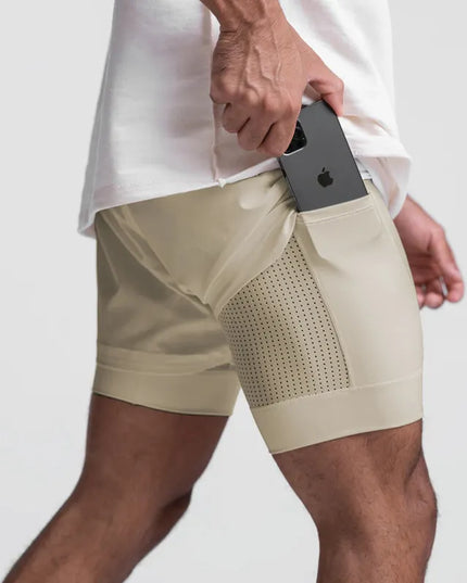 Sportowe spodenki męskie 2w1 z przewiewnego materiału