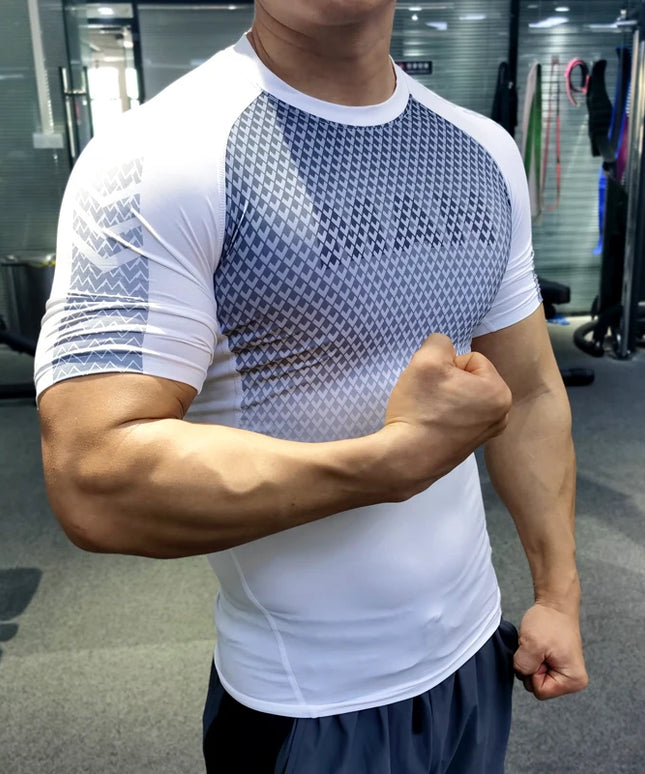 Koszulka sportowa męska kompresyjna z napisem