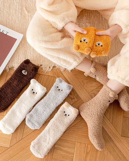 Skarpetki damskie zimowe z motywem misia