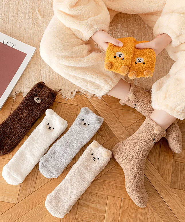 Skarpetki damskie zimowe z motywem misia