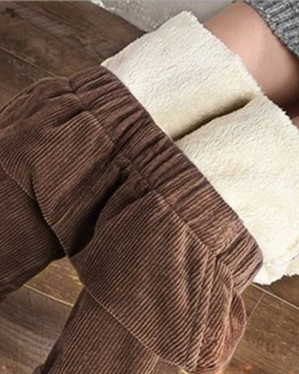 Damskie zimowe spodnie sztruksowe cygaretki