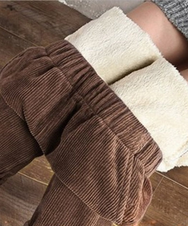 Damskie zimowe spodnie sztruksowe cygaretki