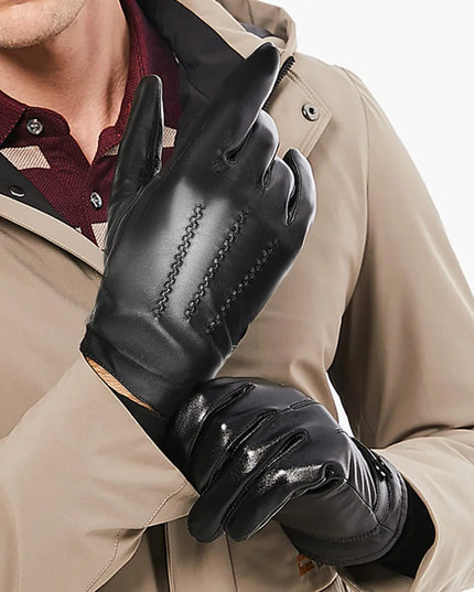 Rękawiczki męskie z ozdobnymi przeszyciami
