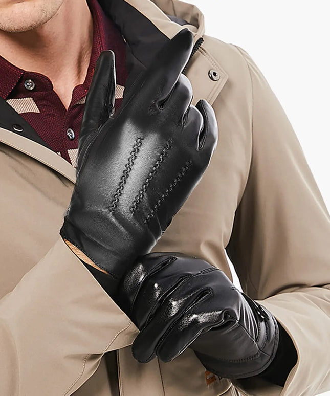 Rękawiczki męskie z ozdobnymi przeszyciami