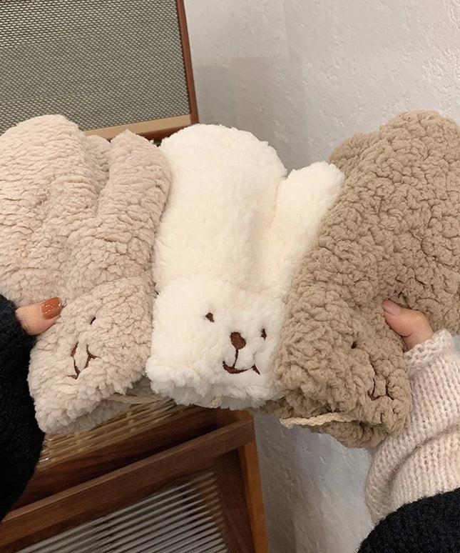 Rękawiczki damskie dwupalczaste ze sznurkiem