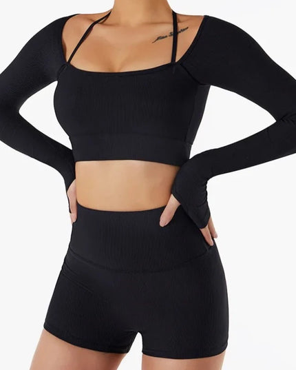 Sportowy top damski z długim rękawem i dodatkowymi ramiączkami