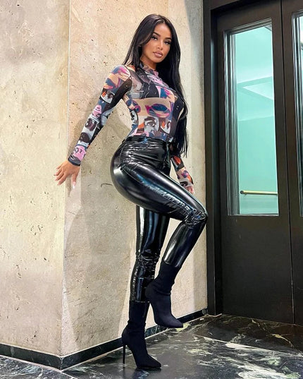 Body damskie siateczkowe w kolorowe wzory