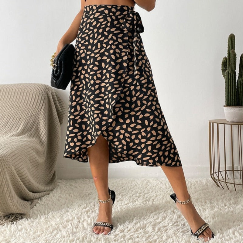 Spódnica midi w stylu boho wiązana w pasie
