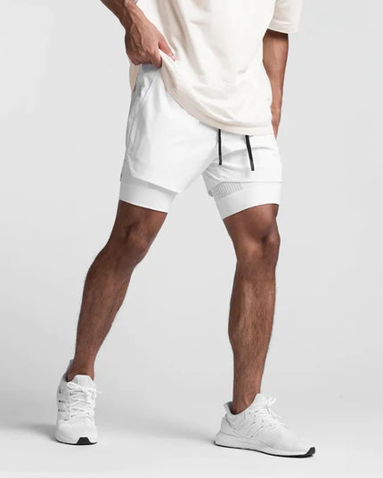 Sportowe spodenki męskie 2w1 z przewiewnego materiału