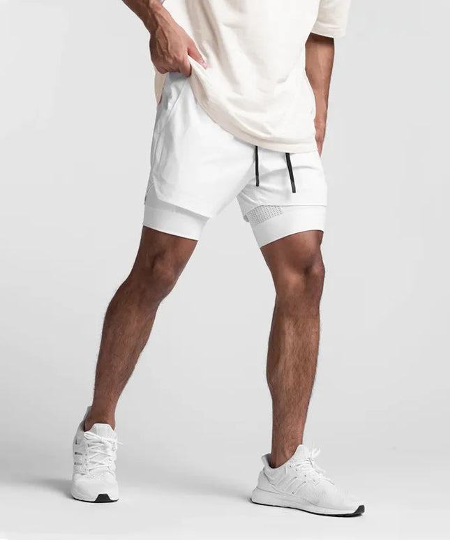 Sportowe spodenki męskie 2w1 z przewiewnego materiału