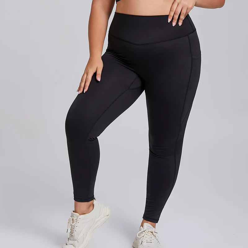 Damskie sportowe legginsy bezszwowe plus size