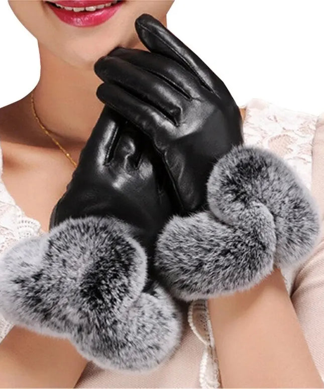 Rękawiczki damskie z ozdobnym futerkiem