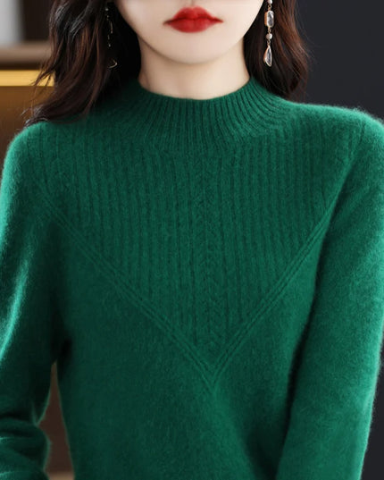 Damski sweter dziergany z wełny