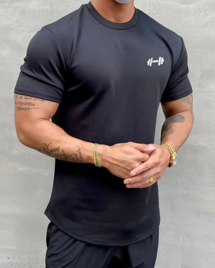 Sportowa koszulka męska w jednolitym kolorze z subtelnym nadrukiem