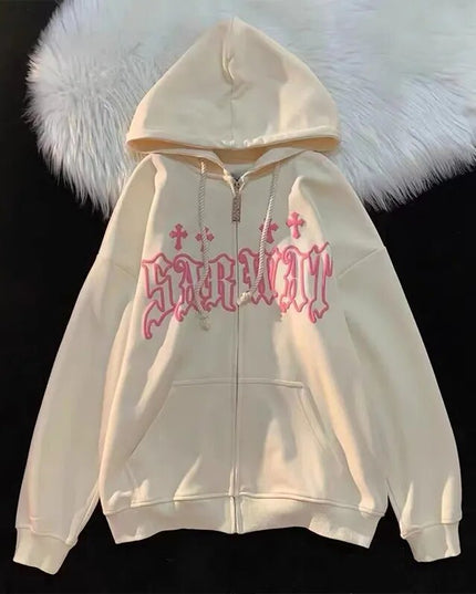 Damska bluza rozpinana z gotyckim napisem