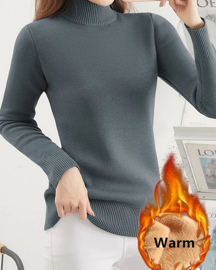 Damski sweter dziergany z półgolfem – elegancki