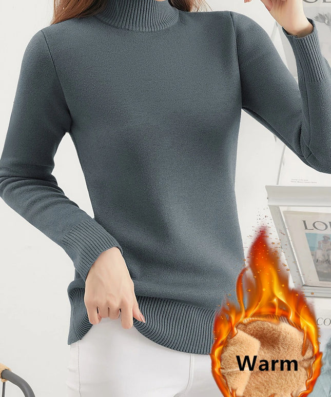 Damski sweter dziergany z półgolfem – elegancki
