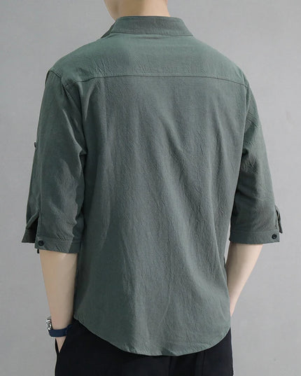 Męska koszula bawełniana z rękawami 3/4