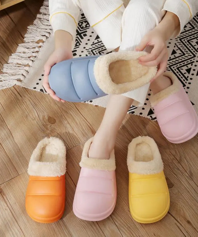 Klapki zimowe wsuwane jednokolorowe