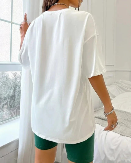 Komplet damski z koszulką oversize i szortami typu bicker