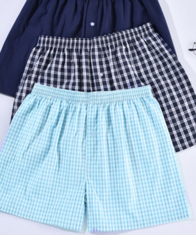 Bokserki luźne męskie do spania z guzikami 3 sztuki