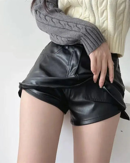 Spódnica mini skórzana z szortami