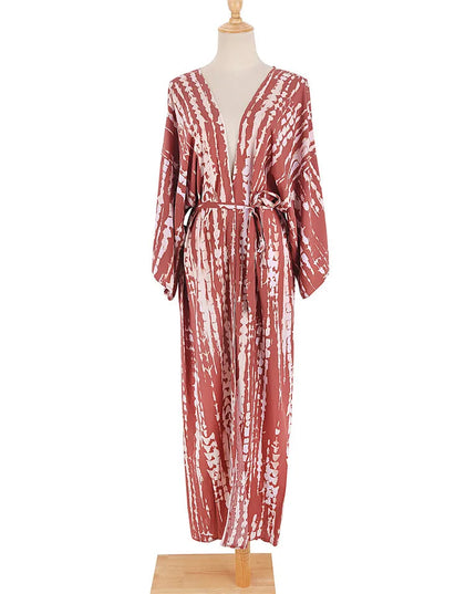 Długie kimono plażowe boho – narzutka damska na lato | Klenti