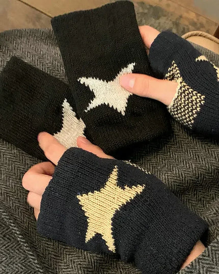 Rękawiczki damskie bez palców z motywem gwiazdy