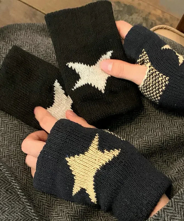 Rękawiczki damskie bez palców z motywem gwiazdy