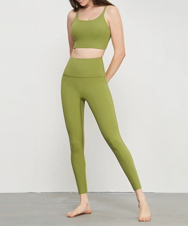 Sportowe legginsy damskie klasyczne z wysokim stanem