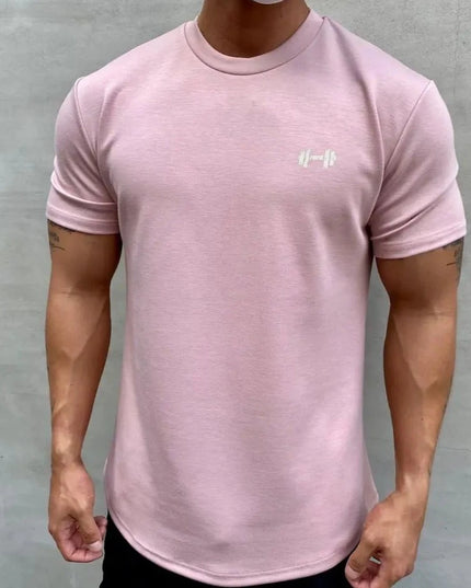 Sportowa koszulka męska w jednolitym kolorze z subtelnym nadrukiem