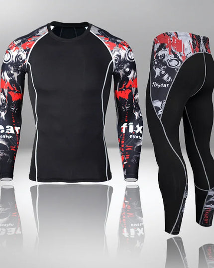 Sportowy komplet męski dopasowany - koszulka i legginsy