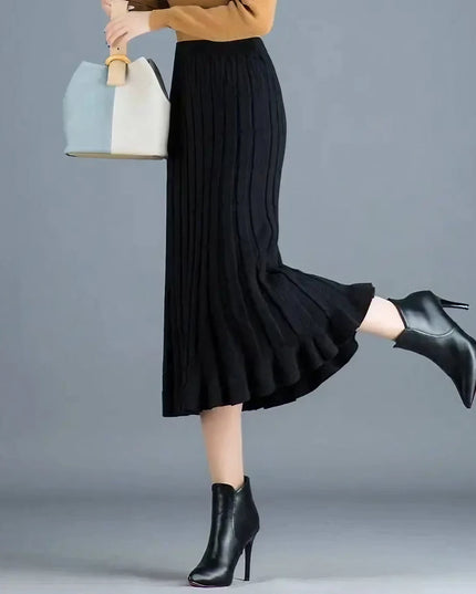 Spódnica midi plisowana z dzianiny
